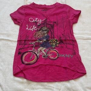 DKNY Fuchsia Kids Tee with City Graphic